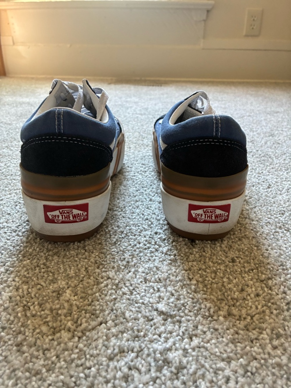 Vans Navy and White Platform Old Skool Sneakers - Picture 5 of 7